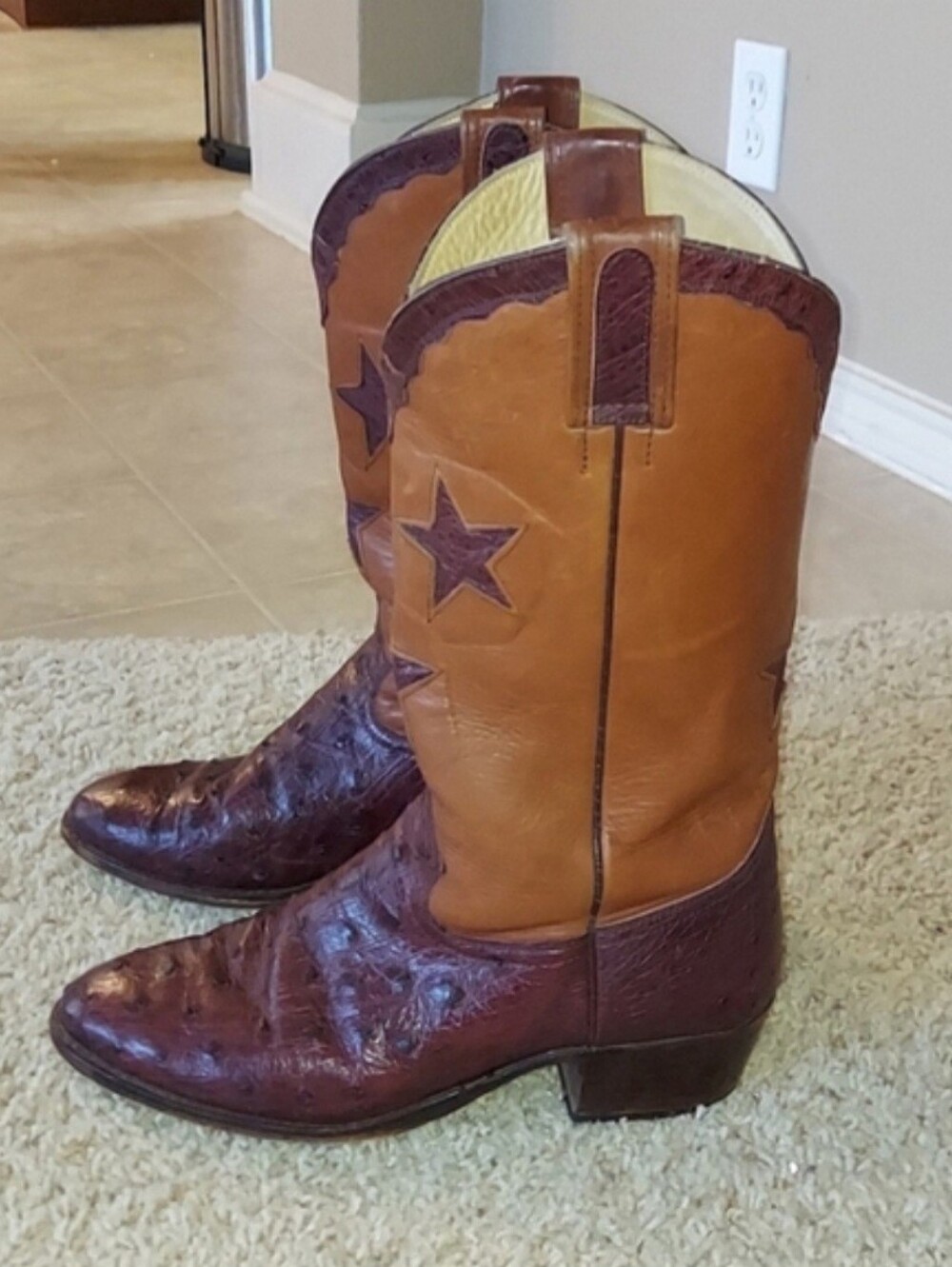 Vintage Cordones Unisex Ostrich Cowboy Boots SZ 9.5